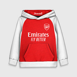 Толстовка-худи детская Арсенал Лондон домашняя форма 2025 2026, цвет: 3D-белый