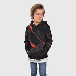 Толстовка-худи детская Текстура мрамора с красными полосками, цвет: 3D-белый — фото 2