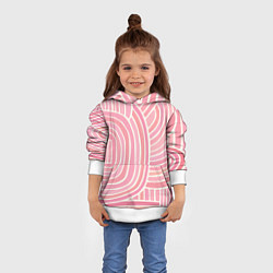 Толстовка-худи детская Абстрактный узор розовый, цвет: 3D-белый — фото 2