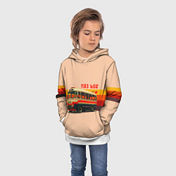 Толстовка-худи детская ПАЗ 652 ретро автобус поп-арт, цвет: 3D-белый — фото 2