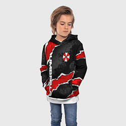 Толстовка-худи детская Umbrella corp - разрывы, цвет: 3D-белый — фото 2