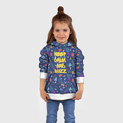 Толстовка-худи детская Keep calm and buzz - пчелы и цветы, цвет: 3D-белый — фото 2