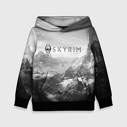 Толстовка-худи детская Скайрим - черно белый пейзаж, цвет: 3D-черный