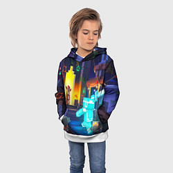 Толстовка-худи детская Майнкрафт - рейд в подземелье, цвет: 3D-белый — фото 2