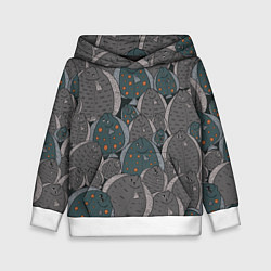 Толстовка-худи детская Камбала паттерн, цвет: 3D-белый