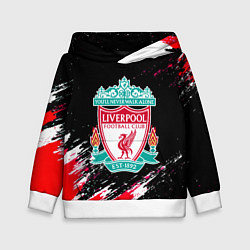 Толстовка-худи детская Liverpool краски штрихи, цвет: 3D-белый