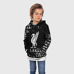 Толстовка-худи детская Ливерпуль японские символы, цвет: 3D-белый — фото 2