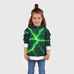 Толстовка-худи детская Зеленый неон из плит, цвет: 3D-белый — фото 2