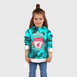 Толстовка-худи детская Ливерпуль голубые тропики, цвет: 3D-белый — фото 2