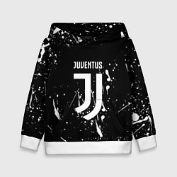 Толстовка-худи детская Juventus брызги красок текстура, цвет: 3D-белый