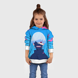 Толстовка-худи детская Токийский гуль, Кен Канеки, цвет: 3D-белый — фото 2