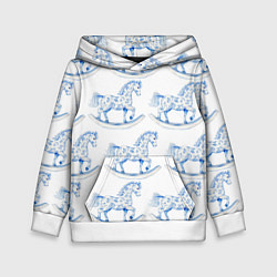 Детская толстовка Лошадка качалка гжель