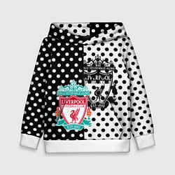 Толстовка-худи детская Liverpool черно белые точки, цвет: 3D-белый