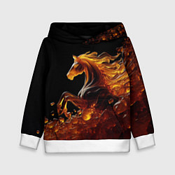 Толстовка-худи детская Оранжево желтая лошадь созданная из янтаря, цвет: 3D-белый