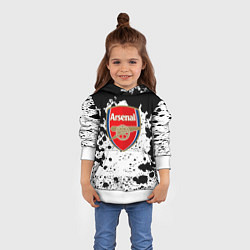 Толстовка-худи детская Арсенал черно белые краски, цвет: 3D-белый — фото 2