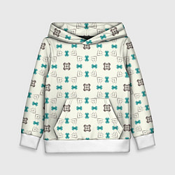 Толстовка-худи детская Узорчатый паттерн в квадратных ячейках, цвет: 3D-белый