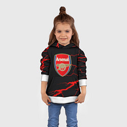 Толстовка-худи детская Arsenal красные молнии, цвет: 3D-белый — фото 2