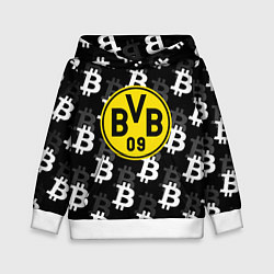 Толстовка-худи детская Borussia биткоин паттерн, цвет: 3D-белый
