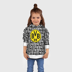 Толстовка-худи детская Borussia японские символы паттерн, цвет: 3D-белый — фото 2