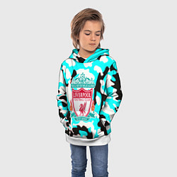 Толстовка-худи детская Liverpool камуфляж текстура, цвет: 3D-белый — фото 2