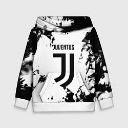 Толстовка-худи детская Juventus черные краски абстракция, цвет: 3D-белый