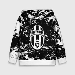 Толстовка-худи детская Ювентус белые штрихи красок, цвет: 3D-белый
