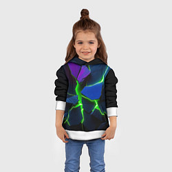 Толстовка-худи детская Neon tile, цвет: 3D-белый — фото 2