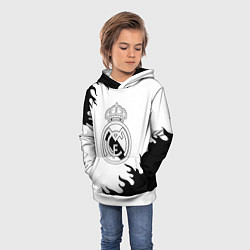Толстовка-худи детская Реал Мадрид черный огонь, цвет: 3D-белый — фото 2