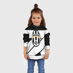 Толстовка-худи детская Ювентус полосы геометрия линии, цвет: 3D-белый — фото 2