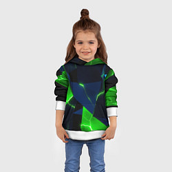 Толстовка-худи детская Neon tile green, цвет: 3D-белый — фото 2