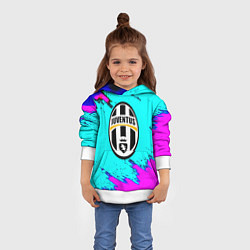 Толстовка-худи детская Juventus неоновые краски, цвет: 3D-белый — фото 2