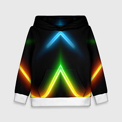 Толстовка-худи детская Neon multicolored lines, цвет: 3D-белый