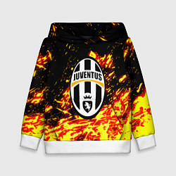Толстовка-худи детская Ювентус огненные краски текстура, цвет: 3D-белый