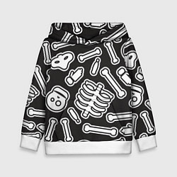 Толстовка-худи детская Черепки и костяшки, цвет: 3D-белый