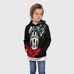 Толстовка-худи детская Juventus краски штрихи текстура, цвет: 3D-белый — фото 2