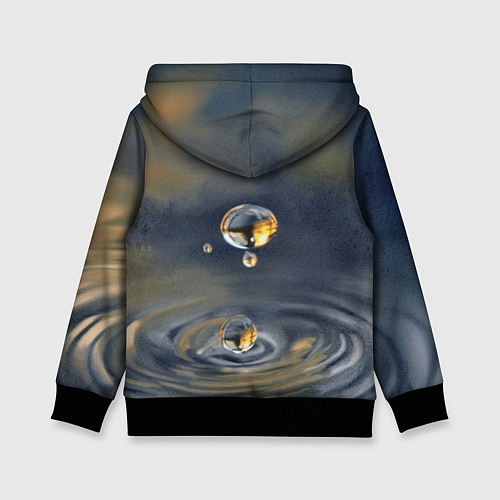 Детская толстовка Акварельная Царевна-лягушка и капля / 3D-Черный – фото 2