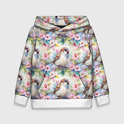 Детская толстовка Воробей в ярких цветах паттерн