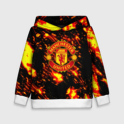 Толстовка-худи детская Манчестер Юнайтед огненные краски, цвет: 3D-белый