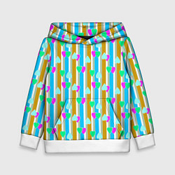 Детская толстовка Полосатый с сердечками ретро в горошек