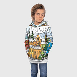 Толстовка-худи детская Новогодний снегопад, цвет: 3D-белый — фото 2