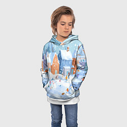 Толстовка-худи детская Предновогодний день во дворе, цвет: 3D-белый — фото 2
