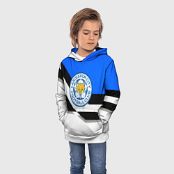 Толстовка-худи детская Лестер сити геометрия полосы, цвет: 3D-белый — фото 2