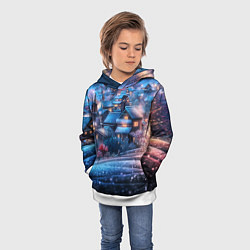 Толстовка-худи детская Новогодний двор в блестках, цвет: 3D-белый — фото 2