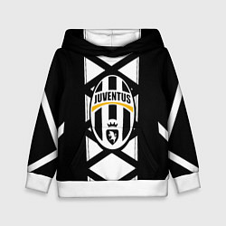 Толстовка-худи детская Ювентус геометрия полосы линии, цвет: 3D-белый