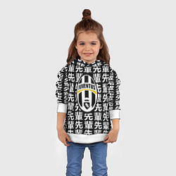 Толстовка-худи детская Ювентус япония символы, цвет: 3D-белый — фото 2