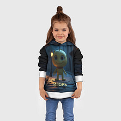 Толстовка-худи детская Мем игорь, цвет: 3D-белый — фото 2