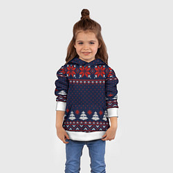 Толстовка-худи детская Новогодний вязаный узор, цвет: 3D-белый — фото 2