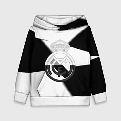Толстовка-худи детская Реал Мадрид геометрия полосы, цвет: 3D-белый