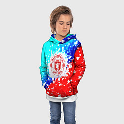 Толстовка-худи детская Манчестер Юнайтед неон, цвет: 3D-белый — фото 2