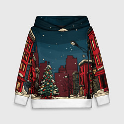 Толстовка-худи детская Новогодняя ночь, цвет: 3D-белый